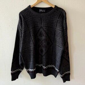 Vintage Hyde | Patterned Knit Sweater | 90s Retro Cozy Pullover | Size Large